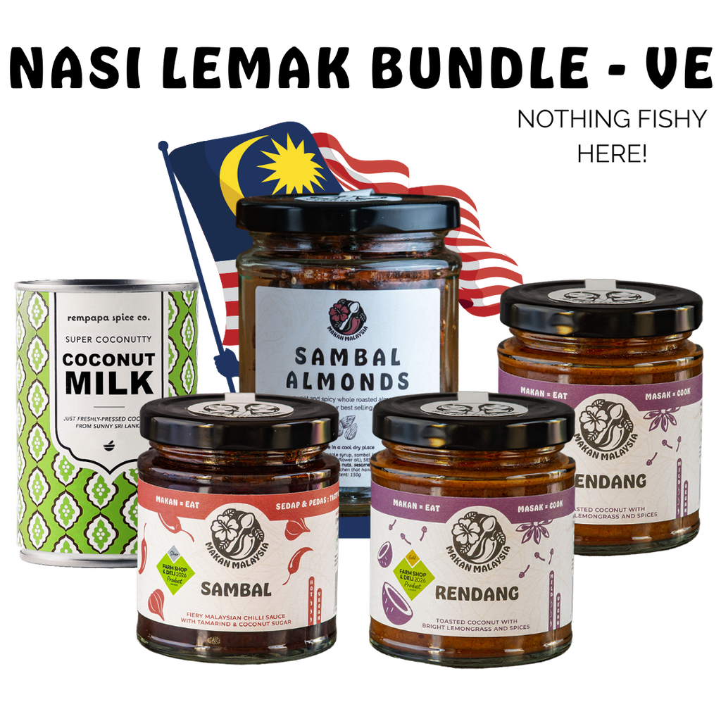 Makan Malaysia Vegan Nasi Lemak Bundle: Rendang, Sambal, Sambal Almonds and Rempapa coconut milk